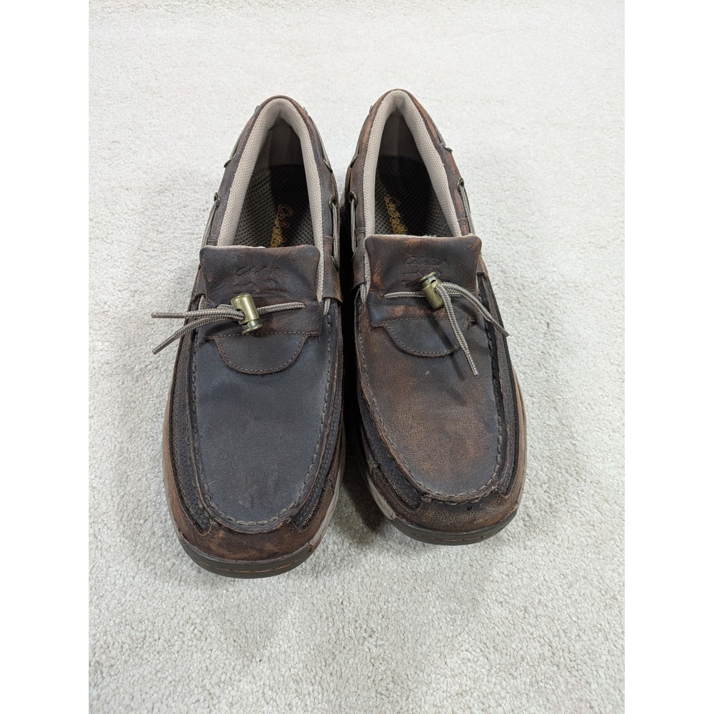 Cabela's Guidewear Mens Brown Leather Boat Shoes Slip On Moccasins, Size 11.5 M